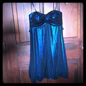 Metallic Blue Strapless Dress.NWT